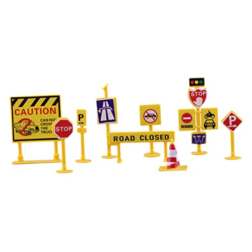Kisangel Miniatur Verkehrszeichen Teilig Kindersicheres Lernspielzeug aus Kunststoff Pädagogisches Straßenschild für Frühe Verkehrserziehung Kompatibel mit Baufahrzeugen Fördert von Kisangel