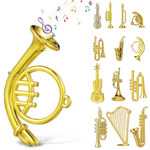 Kisangel Miniatur-musikinstrumente, 14-teilige Puppenhaus-musikinstrumente, Miniatur-Violine, Gitarre, Trompete, Saxophon für Zuhause, Weihnachtsbaum-Dekoration, DIY-Handwerk von Kisangel