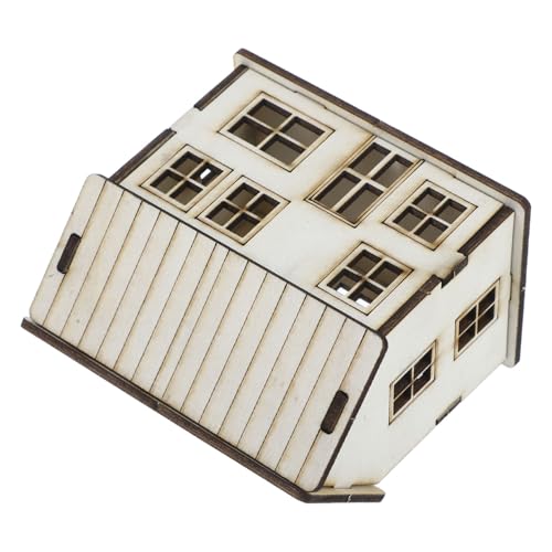 Kisangel Miniaturhaus Tiny Homes 3D Puzzle DIY Weihnachtsdorf Hütte Modell Weihnachtshaus Montagemodell Weihnachtshaus Dorfdekoration Beige Holz von Kisangel