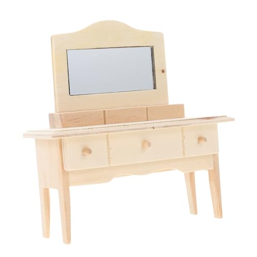 Kisangel Miniaturmöbel Für Puppenhaus Holz Schminktisch Zubehör Für Mini Dekoration Realitätsnahes Design Perfektes von Kisangel