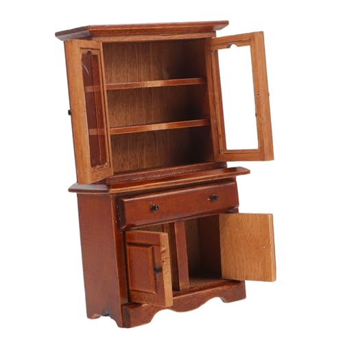 Kisangel Miniaturmöbelmodell Mini Spielzeugschrank Mini House Dekorationszubehör für Puppenhäuser Vintage Puppenhausmöbel Holz Hellbraun von Kisangel