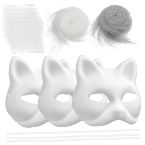 Kisangel Mit Papierhandwerk Cosplay Dekorative Accessoires Frauen Kostüm Rohlinge Basteln Maskerade Party Blanko Masken Dekorieren Katze Unbemalt Abschlussball Malerei von Kisangel