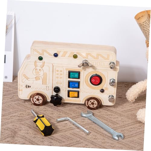 Kisangel Montessori Busy Board Holzspielzeug mit LED Schalter und Verkehrslicht für Kleinkinder Jahre Motorisches Lernspielzeug Feinmotorik und Hand Auge Koordination von Kisangel