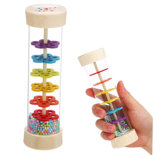 Kisangel Montessori Holzrassel Regenmacher für Mini Regenstick Musikinstrument mit Beruhigendem Regenklang Pädagogisches Musikspielzeug Konzentration und Sensorischer Entwicklung von Kisangel