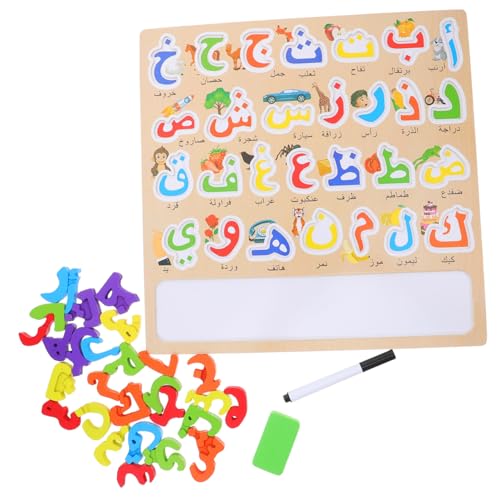 Kisangel Montessori Holzspielzeug Arabisches Alphabet Puzzle für Großes Quadratisches Lernspiel Pädagogisches Buchstaben und Zahlen Matching Fördert Kognitive Fähigkeiten und Hand Augen von Kisangel