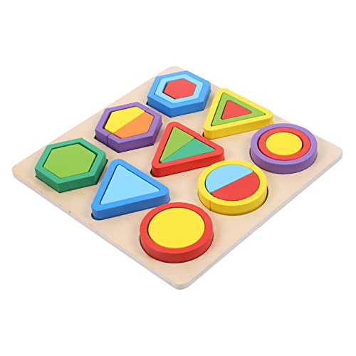 Kisangel Montessori Holzspielzeug Geometrisches Puzzleset Bunte Bauklötze Pädagogisches Lernspielzeug Farb und Formwahrnehmung für Sicher und Fein Poliert von Kisangel