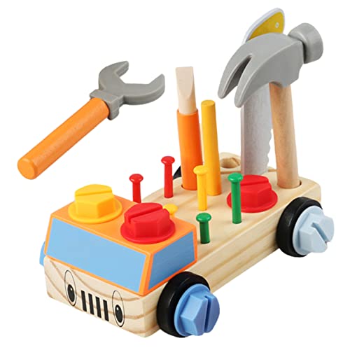 Kisangel Nussklopfer- Spielzeugwerkzeuge Montessori- für Kleinkinder Werkzeugauto-Kognitionsspielzeug Tool Bank -Bankspielzeug Werkzeuge für hölzern von Kisangel