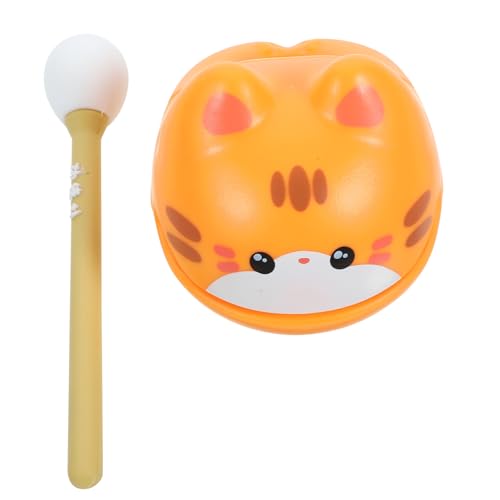 Kisangel Orangenkatze Holzfischspielzeug Interaktives Katzenspielzeug Kätzchen Katzenkunst Figur Cartoon-tempelblock Büro-Percussion- Musikalisches Harz von Kisangel