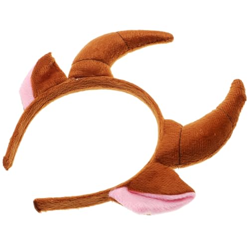 Kisangel Ox Horn Form Stirnband Braun Tierohren Kopfstück für Erwachsene Cosplay Halloween Party Karneval Jungen Mädchen Kostüm Zubehör von Kisangel