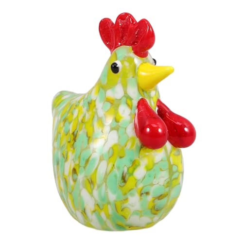 Kisangel Party-hühnerdekorationen Hühnerfutter Hühnergläser Sammelfiguren Hahn Niedliche Desktop-hühnerfigur Hühnerornamente Grübler Mini Wasser Außen Fuchs Spielzeugtiere Hasen Yellow Glas von Kisangel
