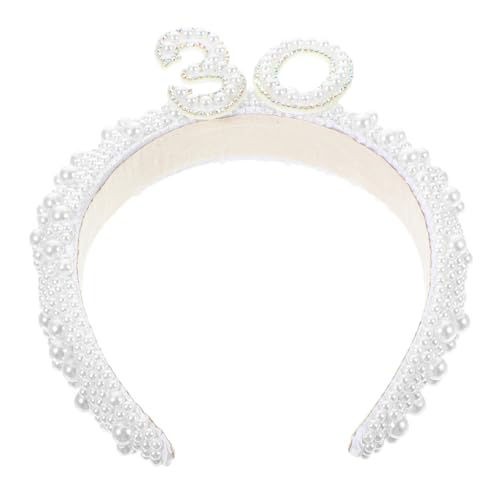 Kisangel Perlenstirnband Haarband Party Perlen Tiara Kopfschmuck aus Perlen Spa Mode Stirnband für Frauen Geburtstag Haarschmuck lustiges Stirnband Aluminiumlegierung von Kisangel