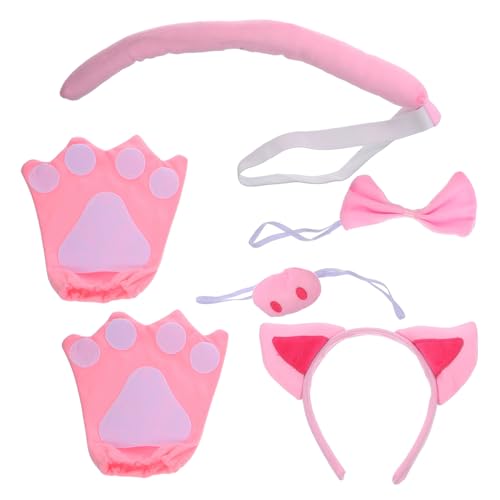 Kisangel Pig Kostüm mit Schweineohren Stirnband Rosa Handschuhe Schweinenase und Fliege Bequemes Tierkostüm Cosplay Zubehör für Halloween Party und Rollenspiel Kisangel Pig Kostüm mit Schweineohren Stirnband Rosa Handschuhe Schweinenase und Fliege Bequemes Tierkostüm Cosplay Zubehör für Halloween Party und Rollenspiel von Kisangel