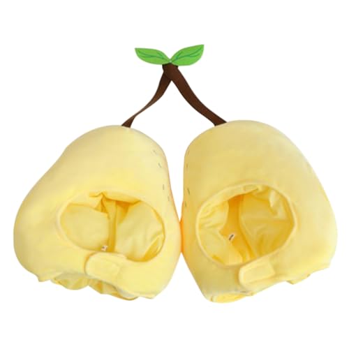 Kisangel Plüsch Birnen-kopfbedeckung Doppelkopf Kostümhut Lustige Requisiten für Geburtstag Halloween Weihnachten Cosplay Leichtes Wiederverwendbares Headgear für Erwachsene von Kisangel