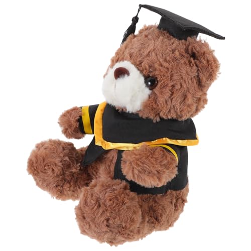 Kisangel Plüschbär mit Doktorhut Cartoon Abschlussbär für Graduierte Kuscheltier zur der Bestandenen Prüfung Tiefbraun mit Gelben Streifen von Kisangel