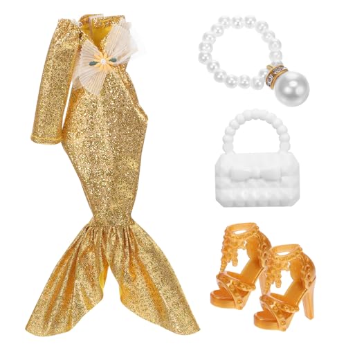 Kisangel Puppen Abendkleid mit Glitzer Pailletten Elegantes Meerjungfrau Kleid Puppenkleidung mit Handtasche Halskette High Heels Zubehör für Kreatives Ankleiden Kisangel Puppen Abendkleid mit Glitzer Pailletten Elegantes Meerjungfrau Kleid Puppenkleidung mit Handtasche Halskette High Heels Zubehör für Kreatives Ankleiden von Kisangel