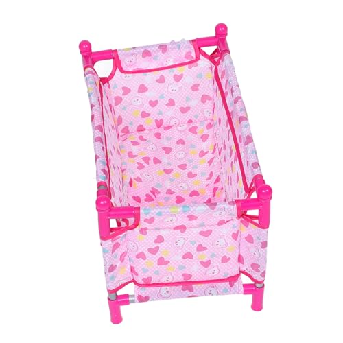 Kisangel Kleiner Babypuppenwiege Puppenbettchen für Puppenhaus Spielzeugbett mit Bettwäsche und Miniaturmöbeln für Kreative Rollenspiele von Kisangel
