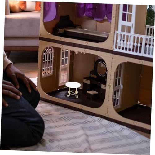 Kisangel Puppenhaus Beistelltisch Dekoration Goldfarbener Mini Endtisch für Puppenhausmöbel Detailreiches Miniaturmöbelstück für Miniaturen und Bastelbedarf von Kisangel