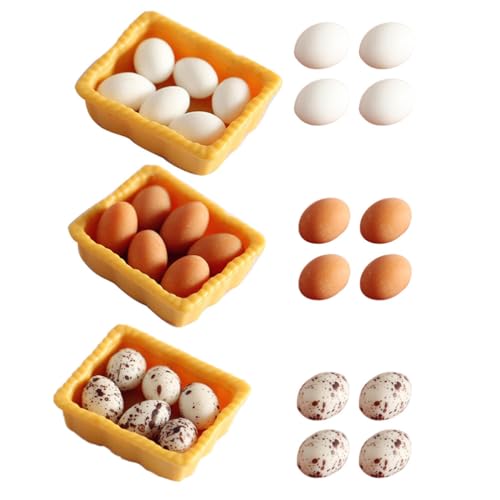 Kisangel Puppenhaus-Ei-Modell 30 Stück Puppenhaus-Mini-Eier Simulation Mini-Lebensmittelkorb Dekor Hausornamente Für Zuhause Essen Spielen von Kisangel