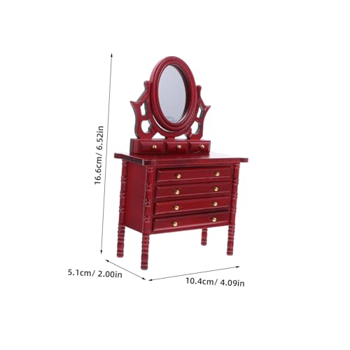 Kisangel Puppenhaus Kommode aus Holz Vintage Rotes Holz Detailliertes Make-up Möbelaccessoire für Puppenhaus Schlafzimmer und Wohnzimmer Kisangel Puppenhaus Kommode aus Holz Vintage Rotes Holz Detailliertes Make-up Möbelaccessoire für Puppenhaus Schlafzimmer und Wohnzimmer von Kisangel