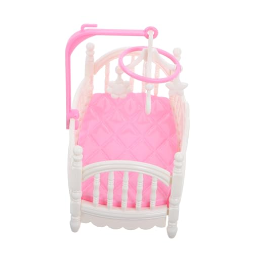 Kisangel Puppenhaus Krippe interaktives puppenmöbel Set Meine ausgefallenen Puppenhausmöbel Mini-Puppenhausmöbel Babybett für Puppen Puppenhausbett Abs Weiß von Kisangel