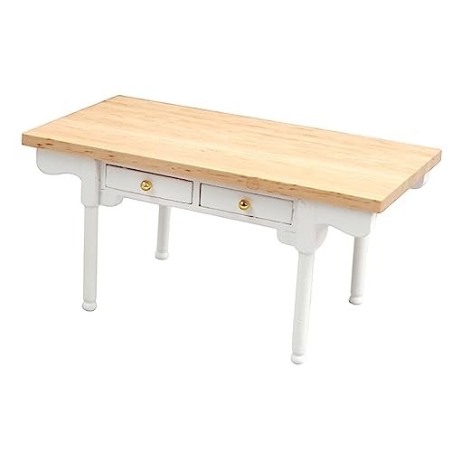 Kisangel Puppenhaus Schreibtisch Holzfarbe Dekoration für Kinderzimmer und Puppenhaus Geschenkidee für Bastelfreunde und Miniaturliebhaber von Kisangel