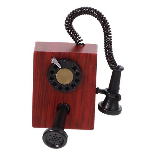 Kisangel Puppenhaus Telefon Miniatur-Telefon Telefon Figur Telefon-Statue Kleines Mini-Telefon Telefonmodelle Kleine Telefonstatue Mikrofonmodell Gefälschtes Telefon Dark Brown Plastik von Kisangel