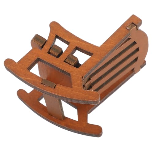 Kisangel Puppenhaus-schaukelstuhl Puppenhausdekor Mini Möbel Mini- -schaukelstuhl Puppenmöbel Aus Holz Mini-möbelverzierung Stuhlmodell Puppenstubenstuhl Modell Stuhlendekor Birke Coffee von Kisangel