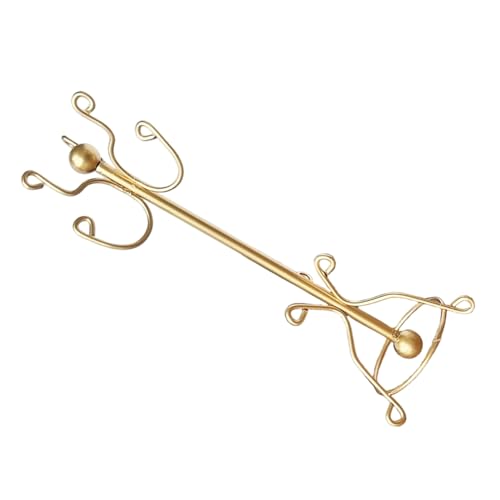 Kisangel Puppenhauskleidung Rack Scale Dollhouse Miniatures Dollhouse Tree Hanger Mini-Kleiderständer für Puppen Puppenhausspielzubehör Puppenhaus Kleiderbügel Miniature Rack Golden von Kisangel