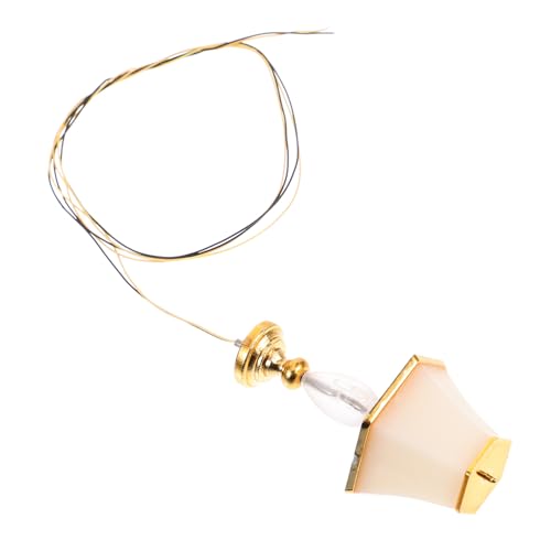Kisangel Puppenstuben-Tischlampe Bett Puppenhausmöbel klein Miniatur für kinderspielzeug Bedroom lamp Nachttischlampe Ornament Filigrane Mini-Tischleuchte Plastik Golden von Kisangel
