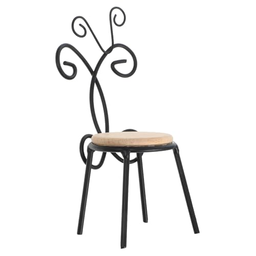 Kisangel Puppenstuhl Stütze Puppenhauszubehör Und Möbel Szene Mini Klein Simulieren Stuhlverzierung Stuhlmodell Aus Metall Entzückende Puppenmöbel Holz Black von Kisangel