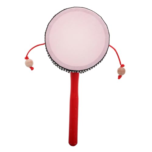 Kisangel Rassel Handtrommel Trommel Kindergarten Musikinstrument Musikalisches Lernspielzeug Musikinstrument für Schlaginstrument Orff-Instrumente das Haustier rot von Kisangel