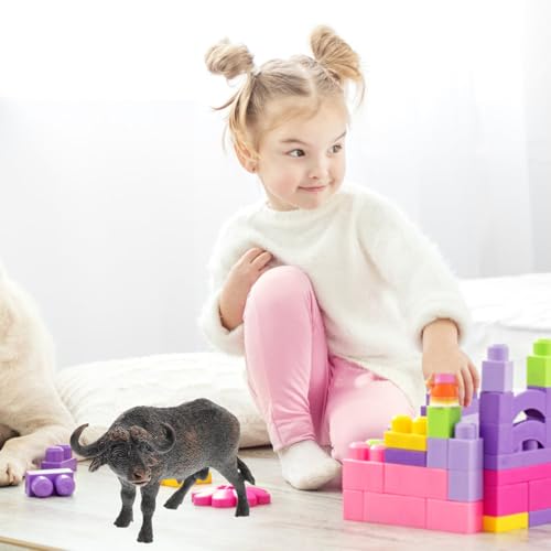Kisangel Realistische Afrikanische Büffelfigur aus Solid Kunststoff Detailgetreues Tiermodell für Dekoration Kinderspielzeug und Schreibtisch Display Stabile Standform Naturgetreue von Kisangel