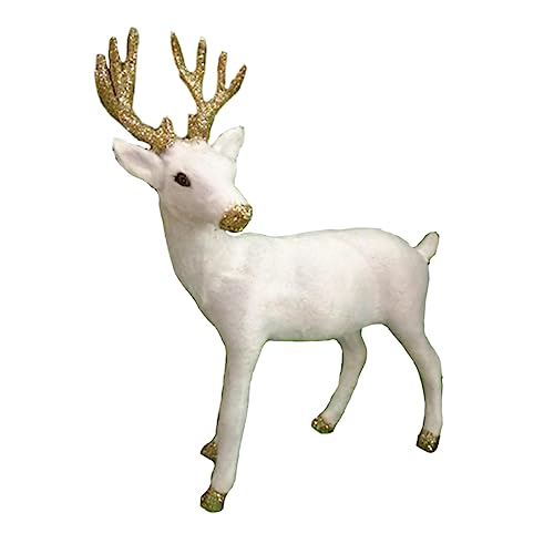 Kisangel Realistische Miniatur Rehfigur Deko Weißes Rentier Modell Kleine Wildtier Dekoration für Schreibtisch Kinderzimmer von Kisangel