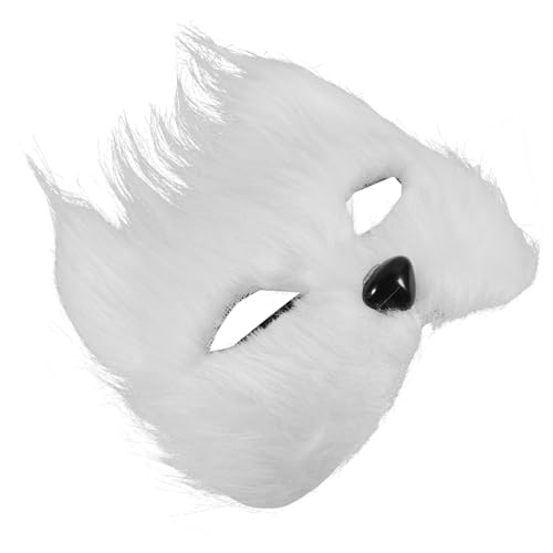 Kisangel Realistische Weiße Fuchsmaske Halbgesichtige Tiermaske für Halloween Kostüm Cosplay Masquerade Party Leichtes Langlebiges Material Unisex Zubehör für Karneval und Festivals von Kisangel