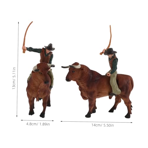 Kisangel Realistisches Cowboy und Bullen Spielset aus Resin Kindgerechte Western Figur Fördert Kreativität und Beobachtung Langlebiges Lernspielzeug für Vorschulkinder von Kisangel