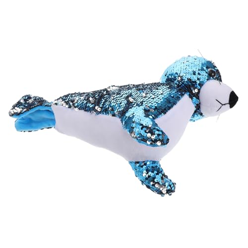 Kisangel Robbenpuppe Wende-Pailletten Kuscheltier Seelöwe kinderspielzeug Reisebegleiter Plüschspielzeug Plüschtiere für Kuscheltiere für Teenager PP Baumwolle Blue von Kisangel