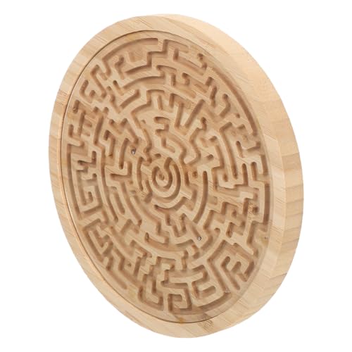 Kisangel Rundes Holz Labyrinthspielzeug für Kleinkinder Tragbares Balancespiel mit Perlen Motorische und Logisches Denkspiel Handliches Holz Puzzle für Frühkindliche Entwicklung von Kisangel