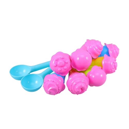 Kisangel Sandspielzeug Eistüten mit Farbigen Eiswaffeln Pinken Abdeckungen und Blauen Eislöffeln Kreative Sandform für Strand Sandkasten und Outdoor spielspaß von Kisangel