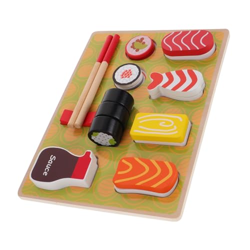 Kisangel Satz Sushi- simulieren Simulation Tablett Schneiden Party Pizza- tun so, als würden sie Schneidespielzeug für Kleinkinder hölzern von Kisangel