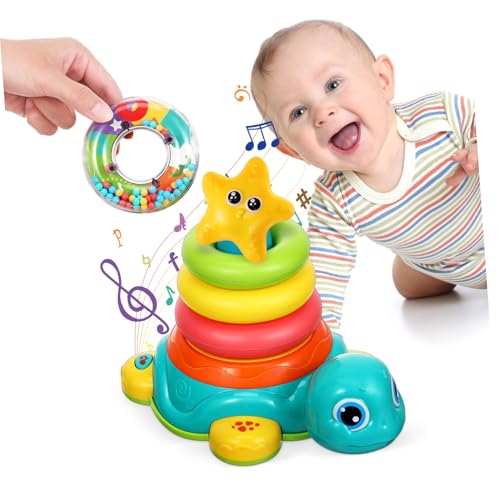 Kisangel Stapelbares Schildkröten-Spielzeug Für Kleinkinder Pädagogisches Spielzeug Mit Musik Licht Und Ton Für Die Entwicklung Von Jungen Und Mädchen von Kisangel