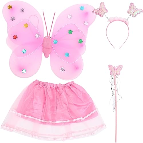 Kisangel Schmetterlingsfee Kostüm Set für Teiliges Set mit Kopfband Rock Flügel und Zauberstab für Karneval Halloween Bühnenaufführungen und Kostümpartys Kisangel Schmetterlingsfee Kostüm Set für Teiliges Set mit Kopfband Rock Flügel und Zauberstab für Karneval Halloween Bühnenaufführungen und Kostümpartys von Kisangel