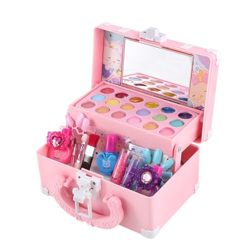 Kisangel Schminkset Abs Kosmetik Set für Rollenspiele Kindergarten Auftritte Farbenfrohes Make up Set mit Lippenstift Nagellack Sicher und Kreativ für Mädchen Fantasiespiele von Kisangel