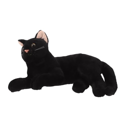 Kisangel Schwarze Plüschkatze Weiches Kätzchen Stofftier Handgefertigt Süßes Kuscheltier für Heimdekoration Geburtstags oder Halloween von Kisangel