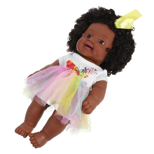 Kisangel Simulation Babypuppe Mädchen Babypuppen Für Babys Puppe Babypuppen Mädchen Neugeborene Babypuppe Tutu Kleid Puppe Schwarze Mädchen Puppe Spielzeugpuppe Buntes Vinyl von Kisangel