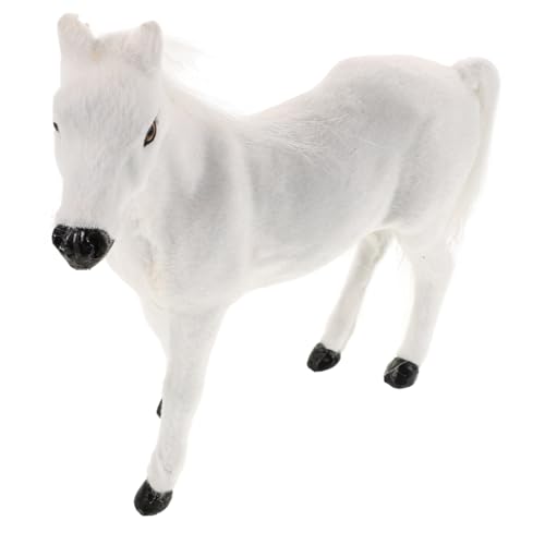 Kisangel Simulationspferdemodell Kleine Pferdefiguren Pferde Pferde Mini Pferdefiguren Pferdefiguren Pferde Actionfigur Pferdestatue Weißer Plüschstoff von Kisangel