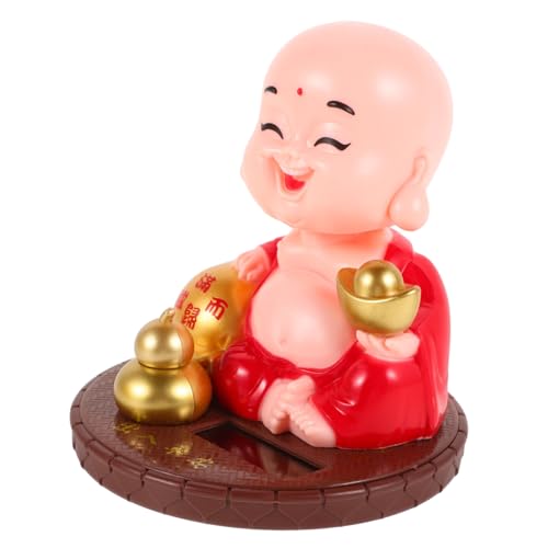 Kisangel Solarspielzeug Tanzende Dekoration Zen Kopf Für Den Innenbereich Nickende Mönchsstatue Kleines Ornament Für Das Armaturenbrett des Autos Süße Kleine Solarbetriebene Kleine von Kisangel