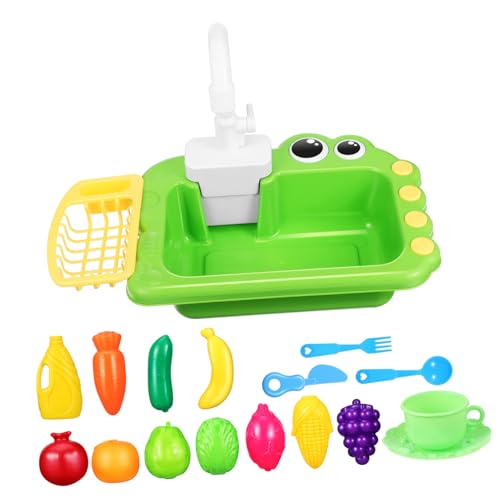 Kisangel Spielküche Spüle mit Fließendem Wasser Realistischer Drehbarer Wasserhahn Große Kapazität Kompakt und Langlebig Spülbecken für Jungen und Mädchen von Kisangel
