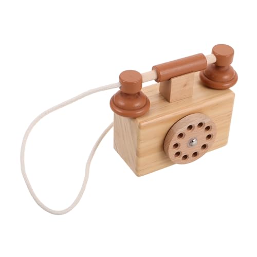 Kisangel Spielzeugtelefon für kinderspielzeug Retro interaktives Vintage Retro-Wählscheibentelefon antikes Telefonmodell Telefon Holz von Kisangel