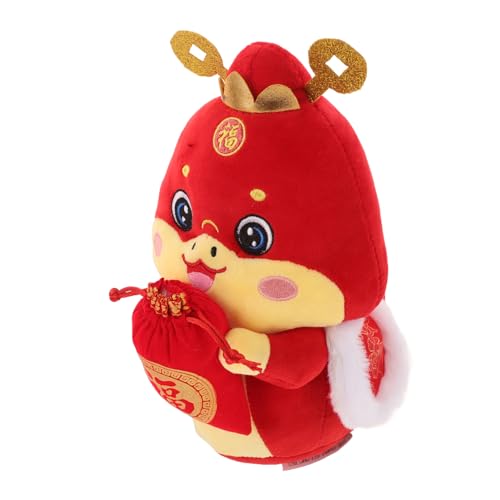 Kisangel Sternzeichen Schlangenpuppe Maskottchen Plüsch Mond- Chinesisches Neujahr Kuschelweiches kleines Schlangenstofftier Süßes Stofftier PP Baumwolle rot von Kisangel