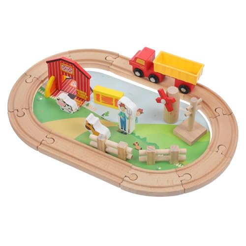 Kisangel Teiliges Holzspielzeug Bauernhof Zug Schienenset für Kleinkinder Pädagogisches Lernspielzeug Denkfähigkeit Feinmotorik und Kognitiver Entwicklung Kompakt und Platzsparend von Kisangel